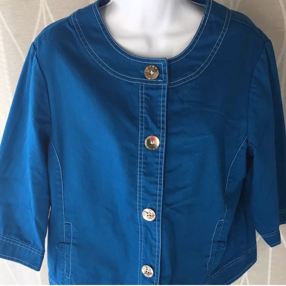 Tanjay Petite Blue Jacket 12p 3/4 sleeve